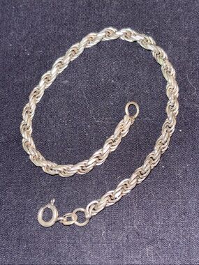 Sterling Silver Rope Bracelet 7” 10g